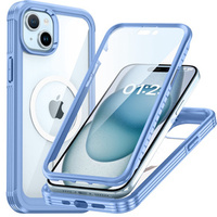 Case for iPhone 15 Plus, Armor Full Protect 360° to MagSafe, screen glass, blue