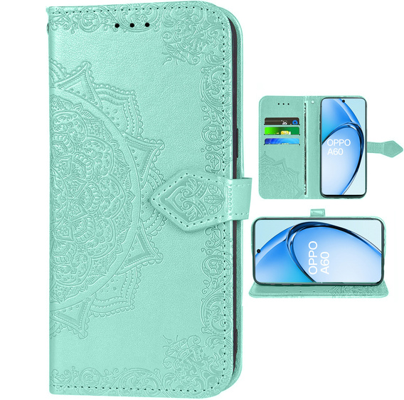 Flip case for Oppo A60, Mandala, green