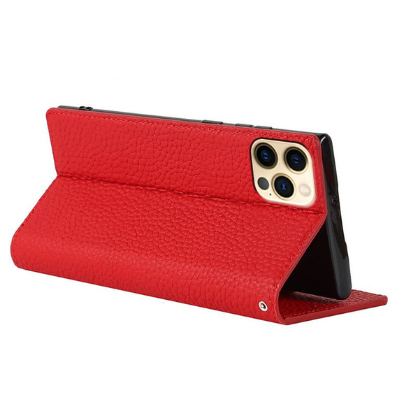 Leather case for iPhone 13 Pro Max, ERBORD Grain Leather, red