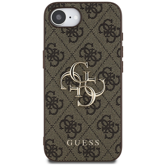 GUESS Case for iPhone 16E, 4G Big Metal Logo, brown