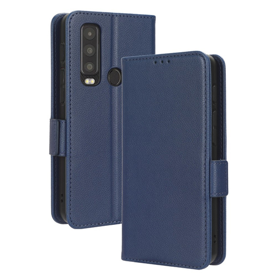 Flip case for Cat S75 5G, Wallet Litchi Magnet, dark blue