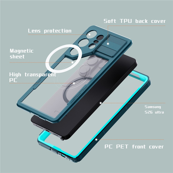 Redpepper MagSafe waterproof case for Samsung Galaxy S26 Ultra, blue