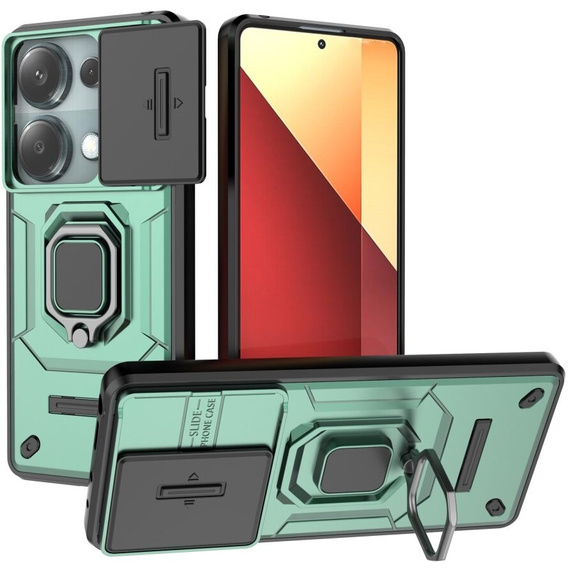 Case for Xiaomi Redmi Note 13 Pro 4G / Xiaomi Redmi Note 14S / Xiaomi Poco M6 Pro 4G, KickStand Camera Lens, green