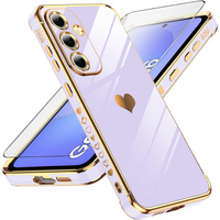 Case for Samsung Galaxy A36, Electro heart, purple + Glass 9H
