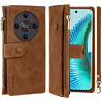 Flip case for Honor Magic 6 Lite 5G, Wallet Zipper Pocket, brown