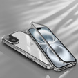 Case for iPhone 16, Magnetic Dual Glass, silver