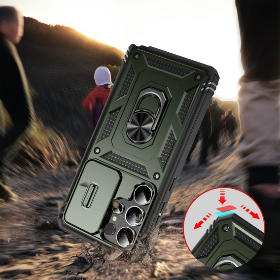 Case for Samsung Galaxy S25 Ultra, KickStand Camera Lens, dark green