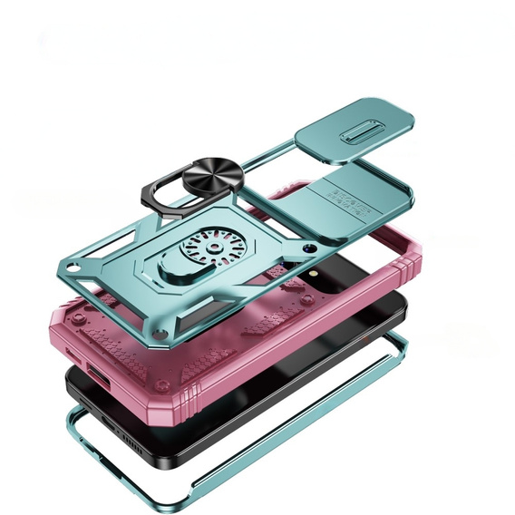 Case for Samsung Galaxy S24+ Plus, CamShield Slide, green / pink