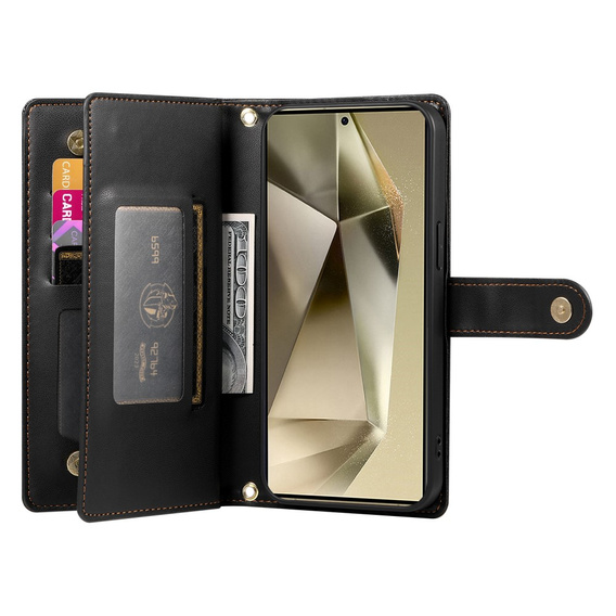 Flip case for Samsung Galaxy S25 Ultra, Wallet Zipper Pocket, black
