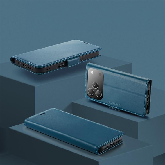 Glossy Litchi wallet case with flap for iPhone 17 Pro Max