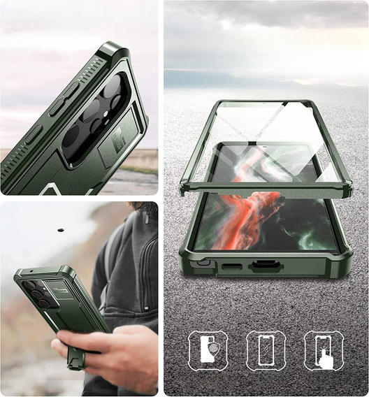 Armored case for Samsung Galaxy S23 Ultra, Dexnor Full Body (Two Frames), green