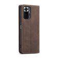 CASEME case for Xiaomi Redmi Note 10 Pro, Leather Wallet Case, coffee