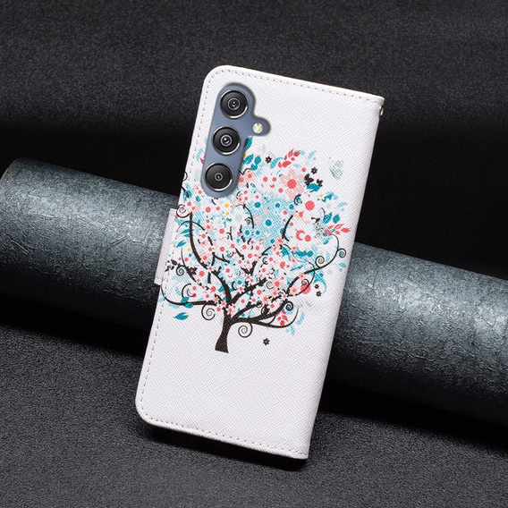 Flip case for Samsung Galaxy M34, Wallet, colorful tree, white