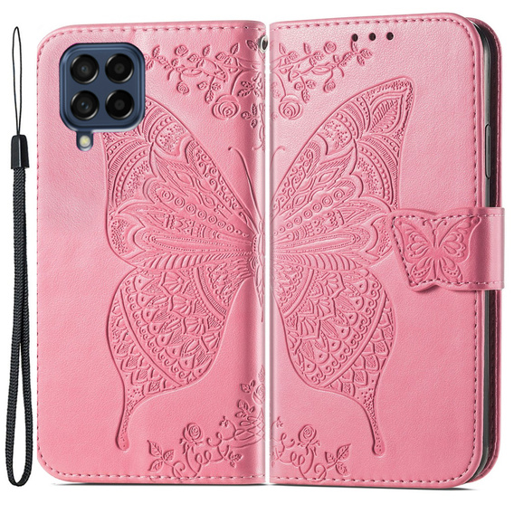 Flip case for Samsung Galaxy M53 5G, Butterfly, pink