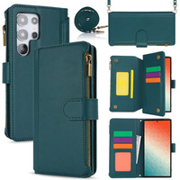 Flip case for Samsung Galaxy S24 Ultra, Wallet Zipper Pocket RFID, with shoulder strap, black