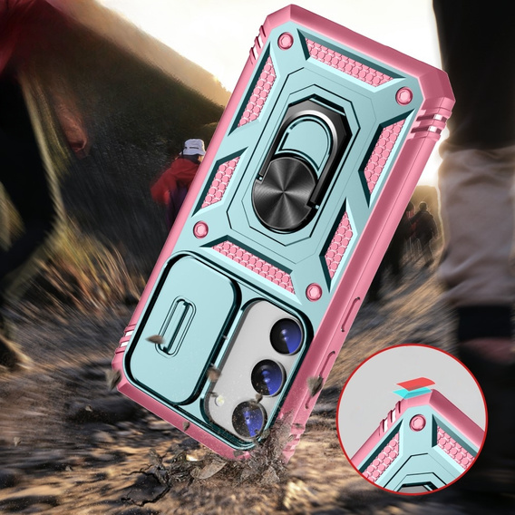 Case for Samsung Galaxy S23, CamShield Slide, green / pink