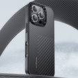 BENKS Kevlar Case for iPhone 16 Pro Max, for MagSafe, Carbon Fiber, black