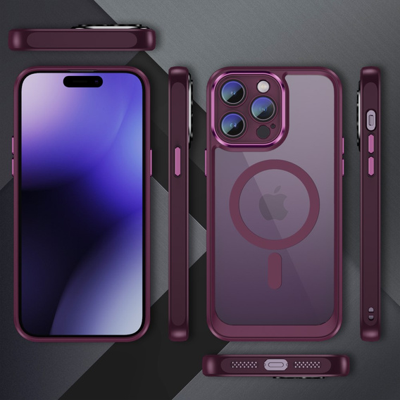 Case for iPhone 14 Pro, ERBORD Impact Guard, MagSafe, maroon