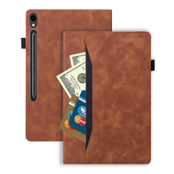 Case for Samsung Galaxy Tab S10 FE+ Plus, Classic, with space for stylus, brown