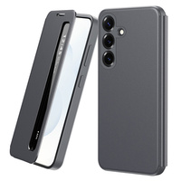 Smart View Window Leather Case for Samsung Galaxy S26, grey