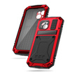 Case for iPhone 15, R-JUST, armoured, red / black