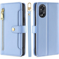 Flip case for Oppo A38 / A18 4G, Wallet Zipper Pocket, blue