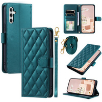Flip case for Samsung Galaxy S24 FE, Rhombus Crossbody Leather, dark green