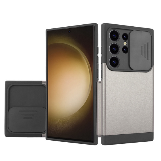 Case for Samsung Galaxy S24 Ultra, ERBORD MagProtect Slide Camera, gray gunmetal