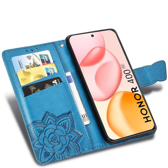 Flip case for Honor 400 5G, Butterfly, blue