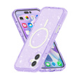 Case for iPhone 17, for MagSafe, glitter, translucent purple