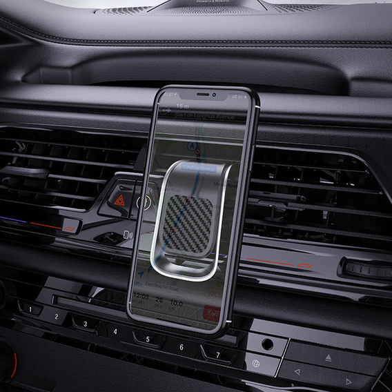ERBORD Magnetic Car Holder for Phone on Windshield Grille, black carbon
