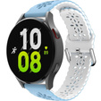 Universal 20mm Soft Hollowed-out Silicone Strap, blue/white