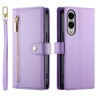 Flip case for Samsung Galaxy S25 Edge, Wallet Zipper Pocket, purple