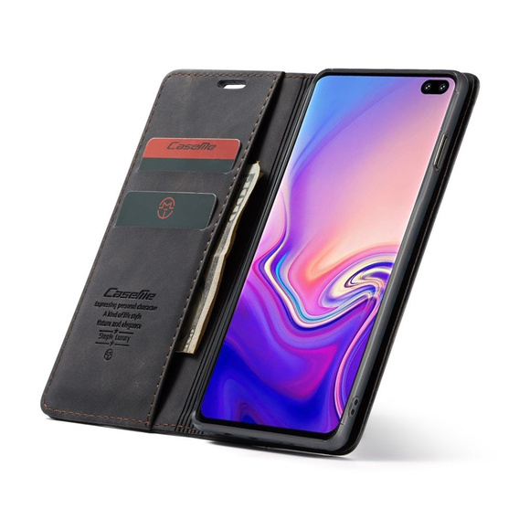 CASEME case for Samsung Galaxy S10 Plus, Leather Wallet Case, black