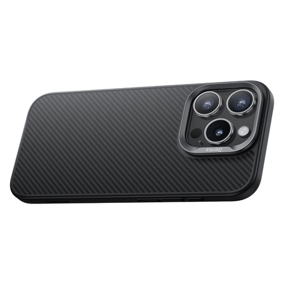 BENKS Kevlar Case for iPhone 16 Pro Max, for MagSafe, Carbon Fiber, black