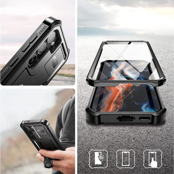 Armored case for Samsung Galaxy S23 Plus, Dexnor Full Body (Two Frames), black