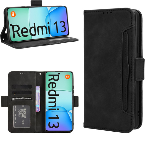 Flip case for Xiaomi Redmi 13, Card Slot, black