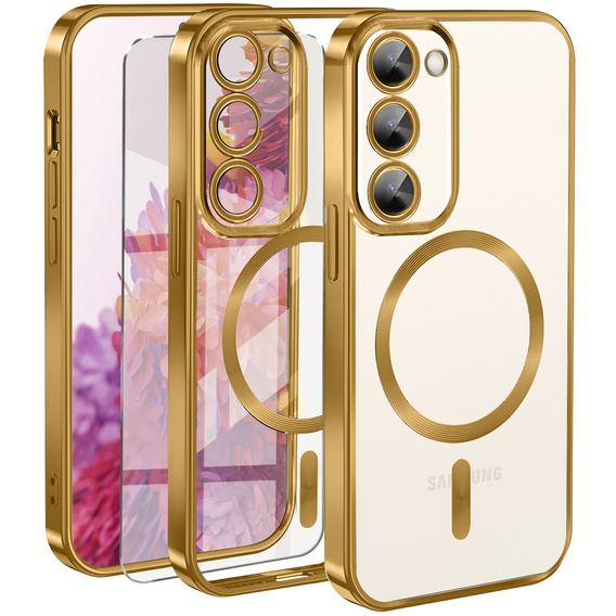 Case for Samsung Galaxy S20 FE, Electro MagSafe, gold + Screen Glass