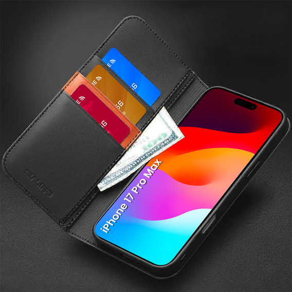 QIALINO leather wallet flip case for iPhone 17 Pro Max - black