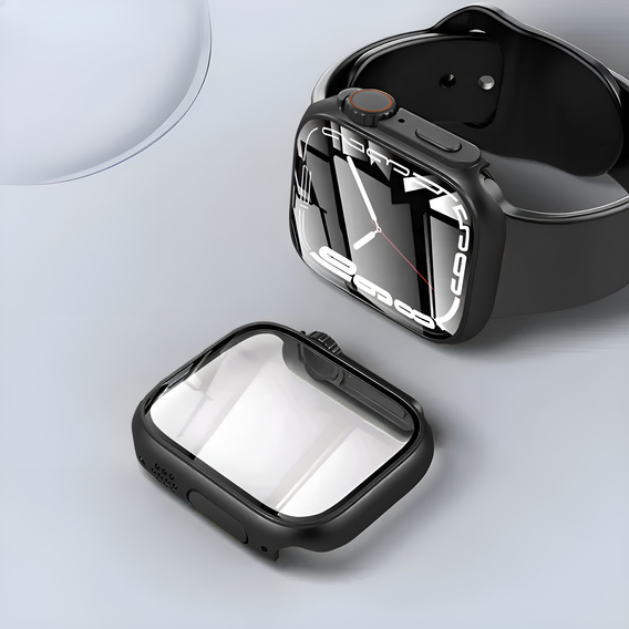 Electroplated TPU Full Coverage Case for Apple Watch 7 / 8 41MM, Black/Red