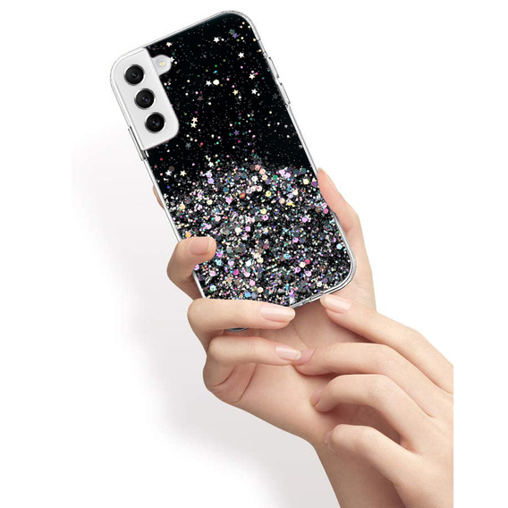 Case for Samsung Galaxy S22+ Plus 5G, Glittery, black