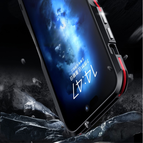 Case LUPHIE for iPhone 14, Armor Bumper, black / red