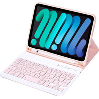 Case with bluetooth keyboard for iPad mini 8.3" 2021 (6 gen.) / iPad mini 8.3" 2024 (7 gen.), Pink