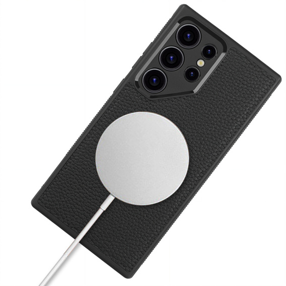 Leather case for Samsung Galaxy S24 Ultra, ERBORD LeatherGuard MagSafe, black