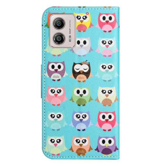 Flip case for Motorola Moto G73 5G, Wallet, owls, blue