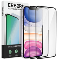2x Tempered Glass for iPhone XR / 11, ERBORD 3D full display