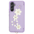 Case for Samsung Galaxy S23 FE, Leather Flower Card Slot, purple