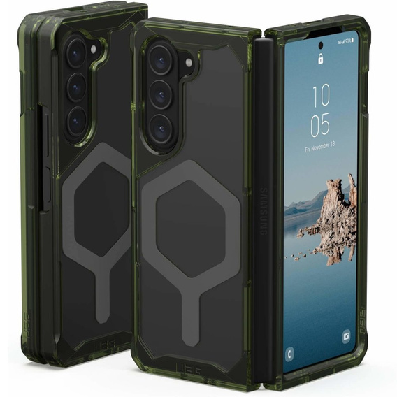 Urban Armor Gear Case for Galaxy Z Fold 5 5G, Plyo MagSafe, transparent / green