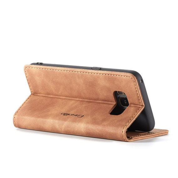 CASEME case for Samsung Galaxy S8, Leather Wallet Case, brown