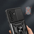 Armored Case for Samsung Galaxy A36, CamShield Slide, black + Tempered Glass 9H